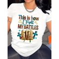 thumbnail image 1 of 1pc Inspirational Quote T-Shirt for Women, Vintage Book Graphic, Casual Crew Neck Short Sleeve Sporty Tee, All-Season Knit Fabric Pullover, Regular Fit - 220g/ m2, 1 of 6