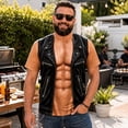 thumbnail image 6 of UDAUDU Personalized Funny T-Shirts with Biker Vest Men Funny 3D T-Shirt, Muscle Man T-Shirt, Realistic Six-Pack Abs Costume Tee Complexion 3XL, 6 of 9