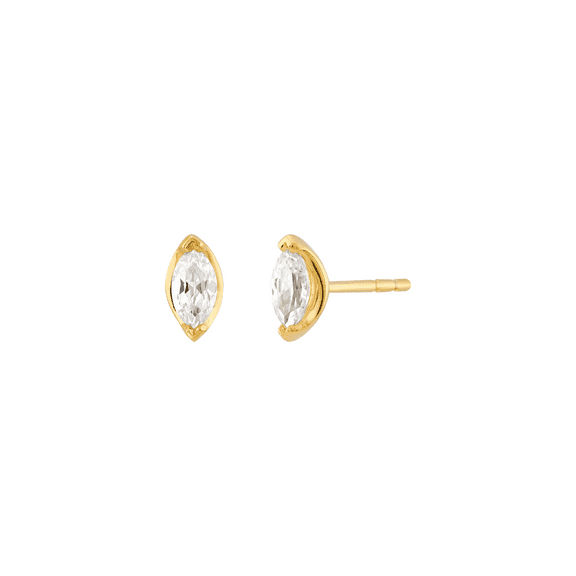 Women's Welry Marquise Stud Earrings with Cubic Zirconia in 14kt Gold-Plated Sterling Silver
