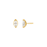 Women's Welry Marquise Stud Earrings with Cubic Zirconia in 14kt Gold-Plated Sterling Silver