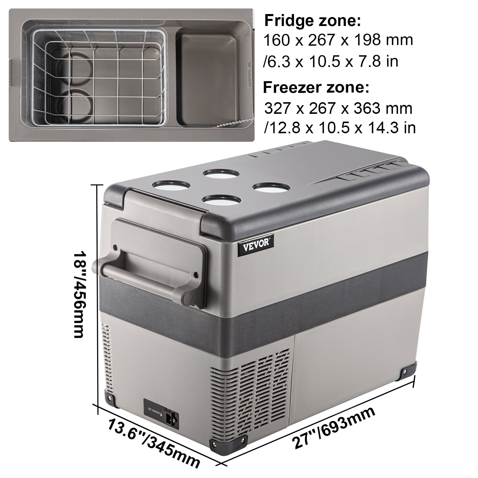 VEVORbrand Portable Car Refrigerator 20L 21 Quart, 12V Electric Cooler for  Car, Vehicle, Truck, RV, Boat, Mini fridge freezer for Driving, Travel