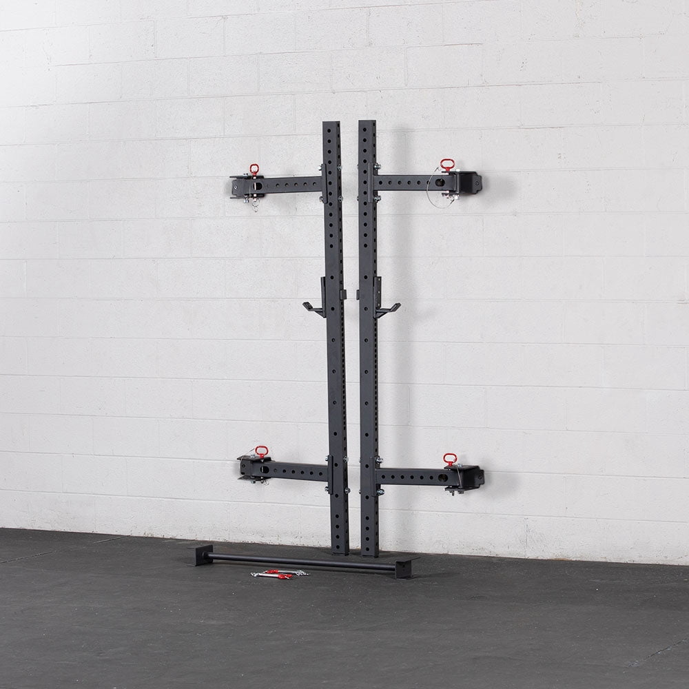 Titan Fitness T-3 Series Wall Mounted Folding Power Rack, 91" Height x 21" Depth, Compact Space-Saving Rack, 2x3 11-Gauge Steel Uprights, Includes J-Hooks & Pull-Up Bar