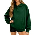 thumbnail image 2 of yuCgh Women's Button-Up Collar Pullover Top with Pocket, Casual Long Sleeve Blouse, Soft Cotton Blend, Fashion Everyday Wear for Women,Green M, 2 of 8