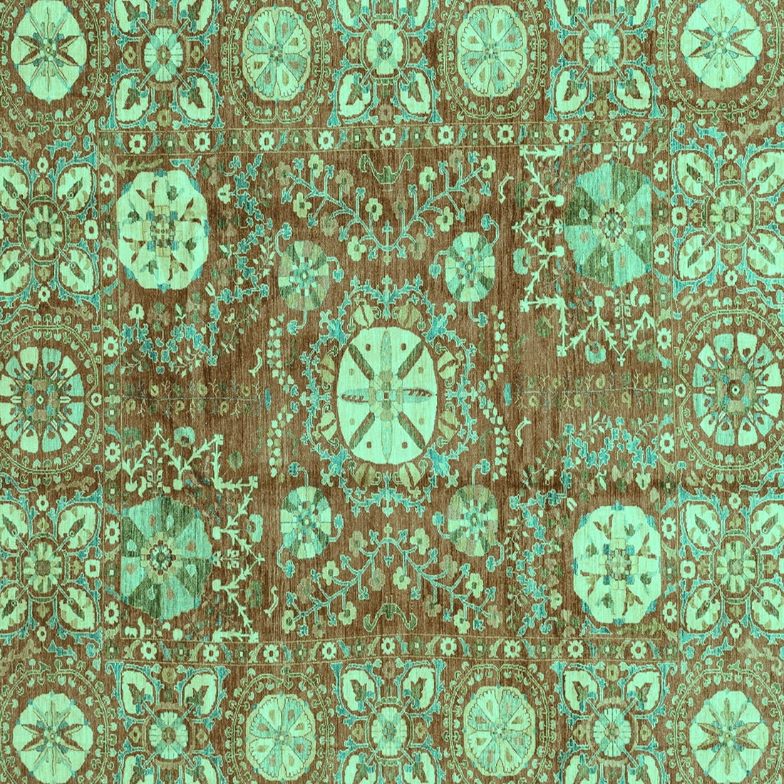 Ahgly Company Indoor Square Abstract Turquoise Blue Modern Area Rugs, 6 ...