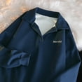 thumbnail image 4 of Chandail à Col Rond Femme Automne Couleur Unie Col Polo Chandail Ample Manches Longues Décontracté Chandail à Enfiler Haut Surdimensionné Chandail Femme Marine TTG, 4 of 7