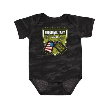 

Inktastic Proud Military Son Boys Camo Flag Outfit Gift Baby Boy Bodysuit