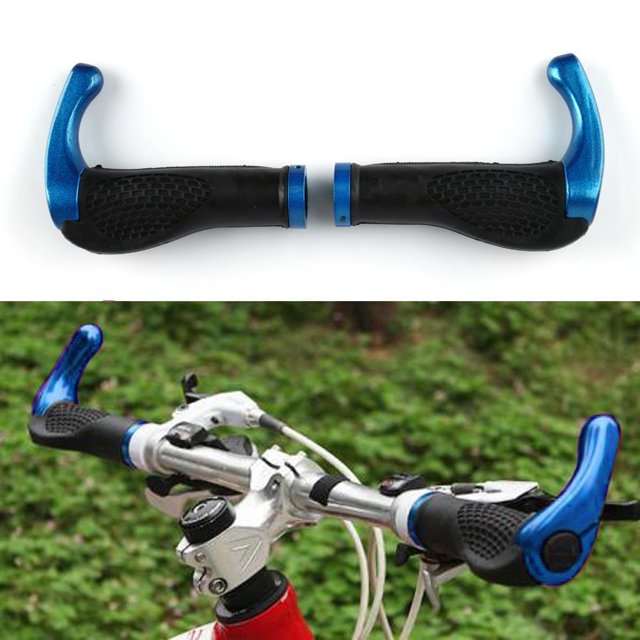 Bicicleta Manillar ergonómico para bicicleta de montaña, empuñaduras de goma, extremos con bloqueo para ciclismo
