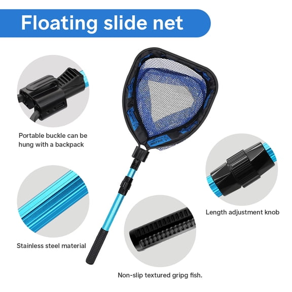 SANLIKE Collapsible Fishing Nets Floating Fishing Net for Fish Fishing Landing Net with Telescopic Pole Rubber Coated Landing Net for Freshwater Saltwater 40.82inch