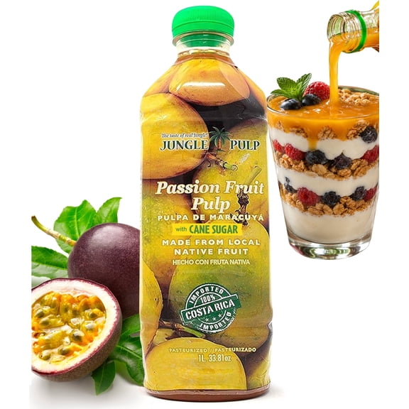 Passion Fruit Puree Mix from Costa Rica for Curds, Pies, Mousse and Cocktails, 1 Liter