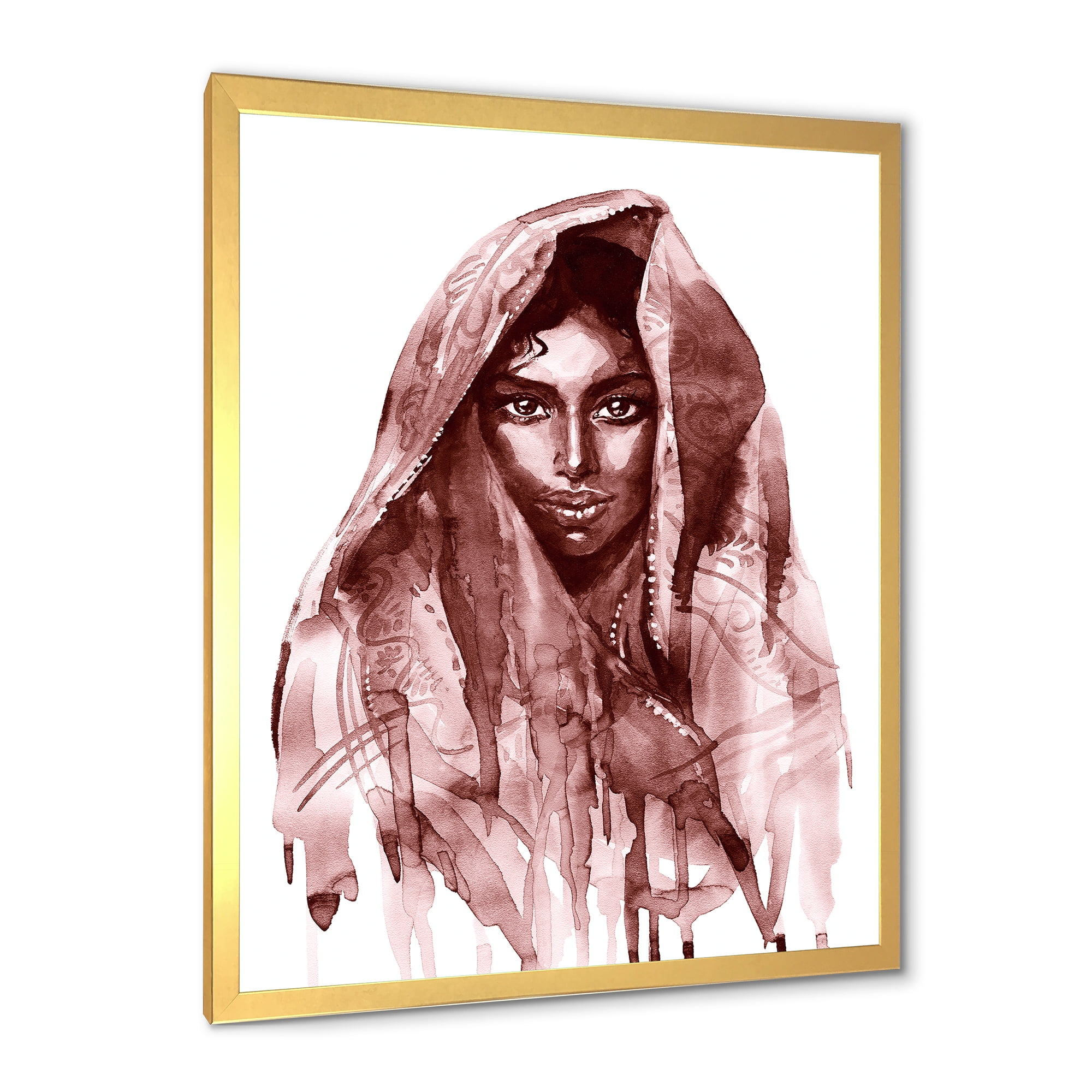 Designart 'Black and White Portrait of Young Indian Woman II' Modern Framed Art Print