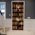 thumbnail image 4 of 2pcs 3D Book Shelf Patterned Wallpaper, Self Adhesive Door Mural, Removable Vinyl Wall Sticker, Wall Art Decal, 4 of 4