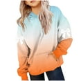 thumbnail image 2 of fnnxnal Soft Stretchy Orange Gradient Girls Hoodie - Bowknot Trim, Kangaroo Pocket, Oversized Loose Fit Hooded Top for Kids & Teens (Sizes 110-160),Size 9-10T, 2 of 5