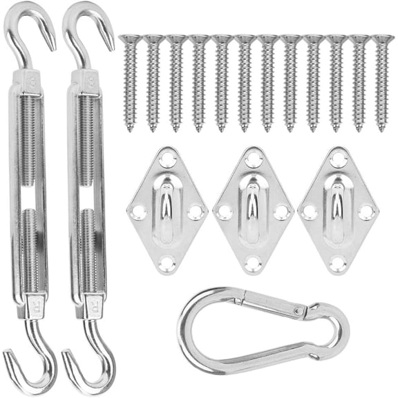 Stainless Steel Shade Sail Hardware Kit Spring Buckle Rhombus Hook Screw Accessory for Rectangular Square Awning Installation Durable and Lightweight Material