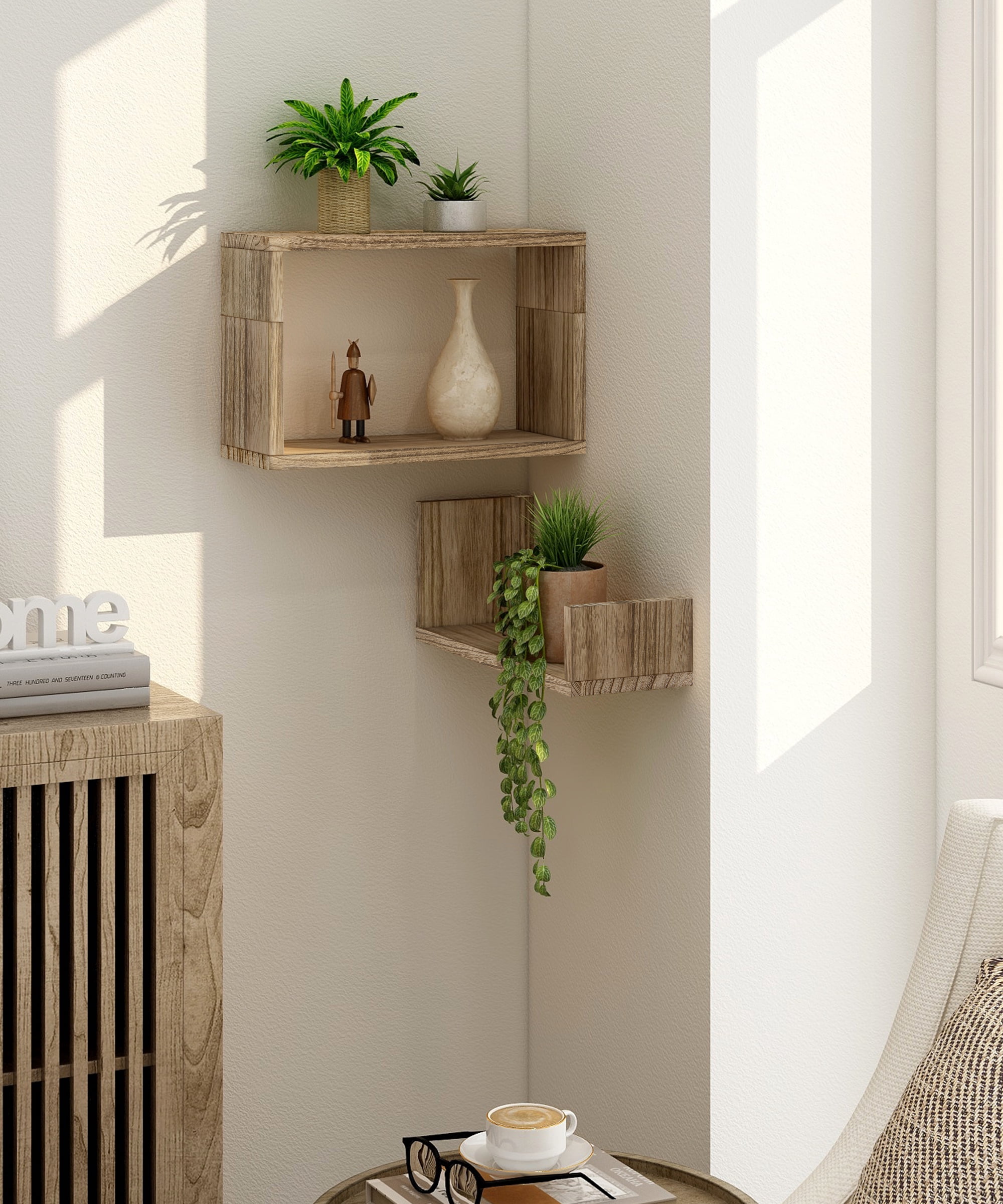 SUMGAR  Floating Shelves for Wall, DIY Design Wall Mounted Shelves KitchensLiving Room Decor, Farmhouse  Storage Shelf (Brown Set of 3)