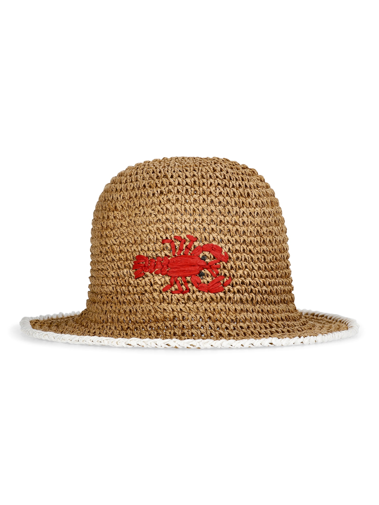 No Boundaries Straw Lobster Bucket Hat, Women's, Dark Natural