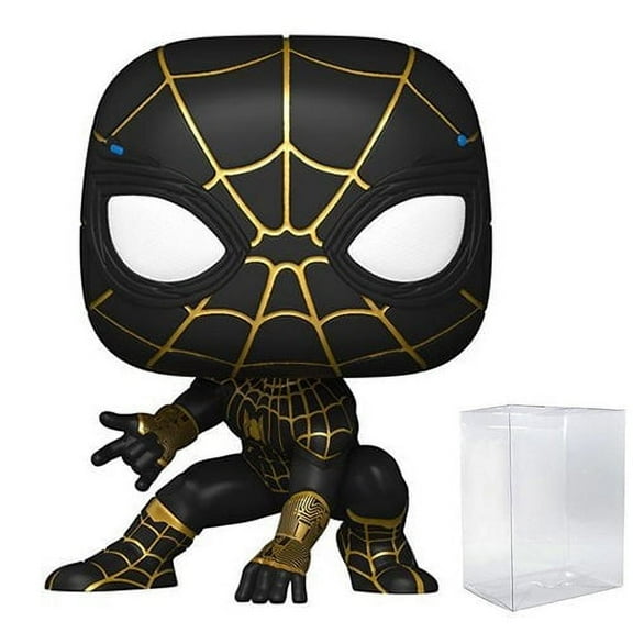 Funko Pop! Spider-Man No Way Home: Black & Gold Suit Spider Man #911  (Bundled with Pop Protector to Protect Display Box)