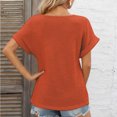 thumbnail image 5 of TKLPEHG Womens Tops Dressy Casual V-Neck Button Basic Tshirt Solid Color Lightweight Loose Short Sleeve T Shirt Fashion Comfy Summer Clothes Blouses (Orange,M), 5 of 8