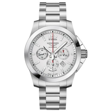 Longines Conquest Automatic Chronograph Stainless Steel Silver Dial Date Divers Mens Watch L3.801.4.76.6