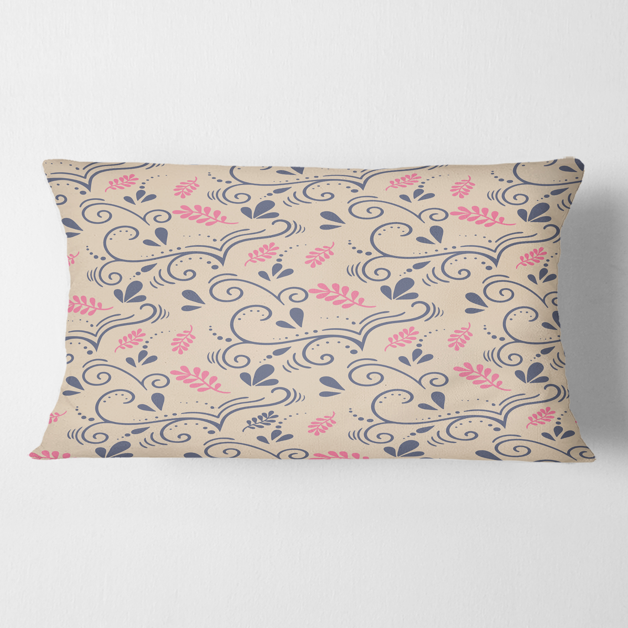 Designart Retro Botanical Pattern X' Mid-Century Modern Throw Pillow - 12x20