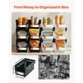 thumbnail image 3 of Plastic Stackable Storage Bins, 14.8 x 8.5 x 7.1 inch (12 Pack), Plastic Containers for Organizing & Storage Bins for Garage, Small Parts, Office Supplies, Other Accessories, Black & Transparent, 3 of 7