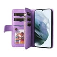 thumbnail image 4 of Compatible avec Samsung Galaxy S21 FE 5G Étui Portefeuille avec Fentes pour Cartes en Cuir PU Fermeture Éclair Folio Rabattable, 4 of 5