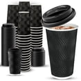 thumbnail image 1 of Ginkgo 100 Pack 16 oz Disposable Insulated Coffee Cups with Lids, Paper To-Go Coffee Cups for Coffee Bars, Hot Chocolate, Cocoa, and Hot Tea Drinks -, 1 of 6