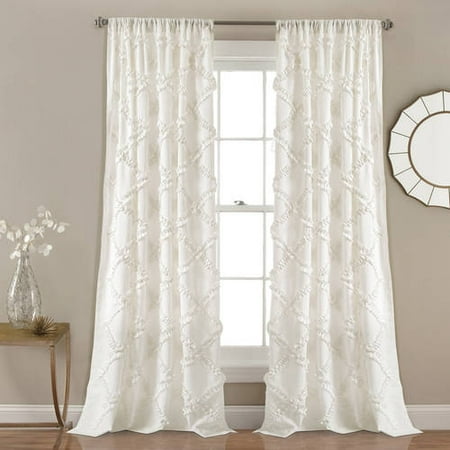 Ruffle Diamond Window Curtain White Set 54x84 Walmart Com