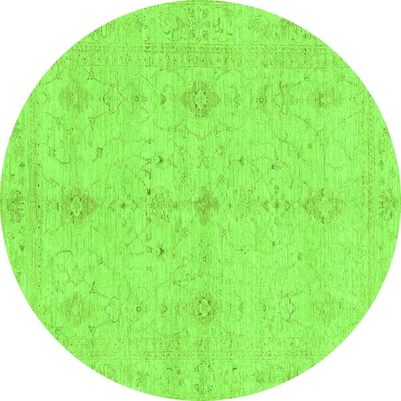 Ahgly Company Indoor Round Abstract Green Modern Area Rugs, 7' Round