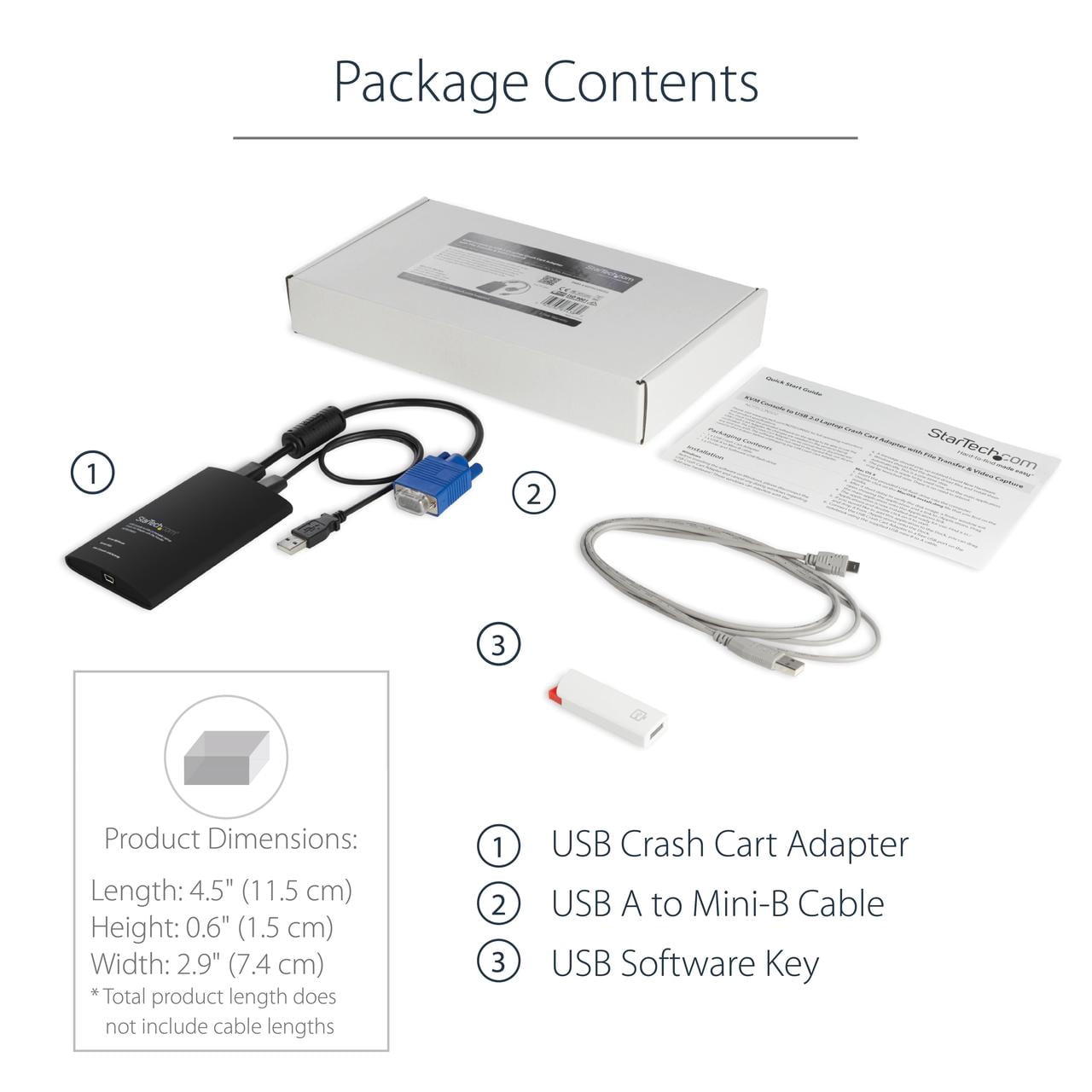 StarTech USB Crash Cart Adapter - File Transfer & Video - Portable Server Room Laptop to KVM Console Crash Cart