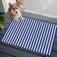 thumbnail image 4 of Dark Blue Striped Large Area Rugs for Bedroom Living Room, Soft Non Slip Carpet Bedside Rug, Modern Beige Geometric Country Rectangular Floor Cover Kitchen Accent Rug 2'x3' for Dining Room/Office, 4 of 9