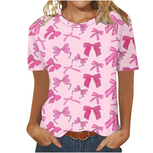 Camisetas Casuales de Manga Corta con Cuello de Tripulación Impresa de San Valentín Tee Gráfica Ligera Top 95% Poliéster 5% Elastano para el Uso Diario, Camiseta de Moda Cómoda