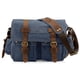 thumbnail image 1 of GEARONIC TM Bolso bandolera militar escolar de lona y cuero vintage para hombre Messenger grande 17 "- Azul Kearding  SH1106-112, 1 of 4