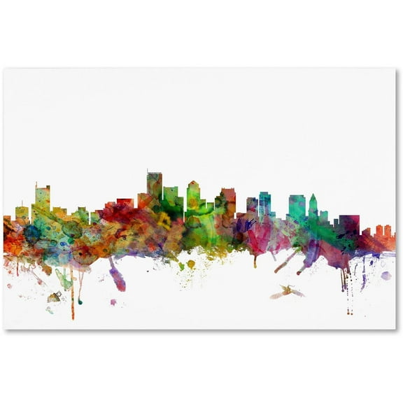 Trademark Fine Art "Boston Massachusetts Skyline" Canvas Art by Michael Tompsett