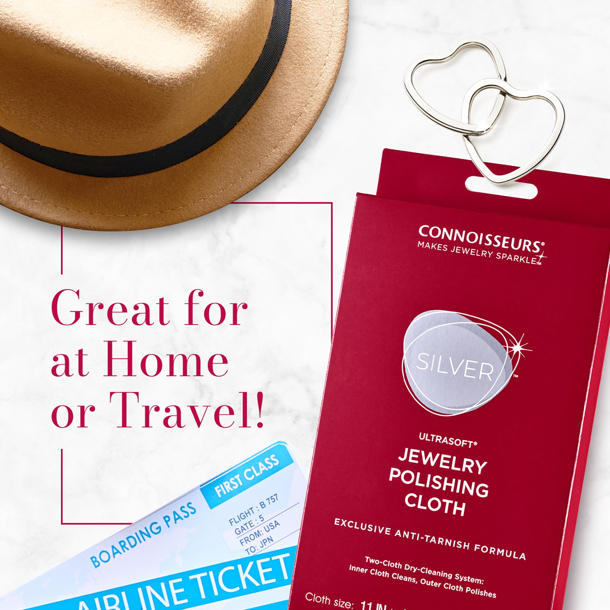 Connoisseurs Silver Jewelry Polishing Cloth, Cleans and Polishes All Silver Jewelry