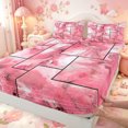 thumbnail image 4 of meiyoeat Pink Marble Patchwork Art Bed Sheets,Abstract Geometric Print Full Size Sheets,4 Pieces1 Flat Sheet, 1 Fitted Sheet and 2 Pillowcases, 4 of 6