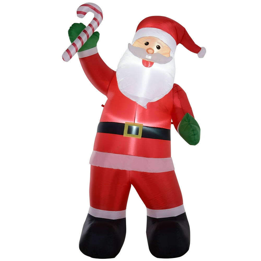 HOMCOM Inflatable Christmas Outdoor Lighted Yard Decoration, Santa ...