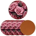 thumbnail image 2 of Rose 6Pcs Round Microfiber Leather Car Coasters, 11x11 cm/4.3x4.3 in, Cup Holder Coasters for Car, Drink Absorbent Car Coasters, Slip Car Coaster Set, 2 of 6