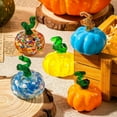 thumbnail image 3 of 5pcs Small Blown Glass Pumpkin Figurine Collectible Halloween Thanksgiving Glass Pumpkin Paperweight Fall Harvest Decorations for Home(Colorful), 3 of 6