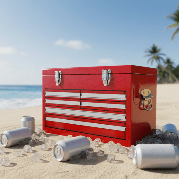 Yakimoto 20L Insulated Beverage Cooler with 4-Day Keep Cold - Red and White Stripe Portable Cooler with Locking Latches for Camping, Beach, and Tailgating