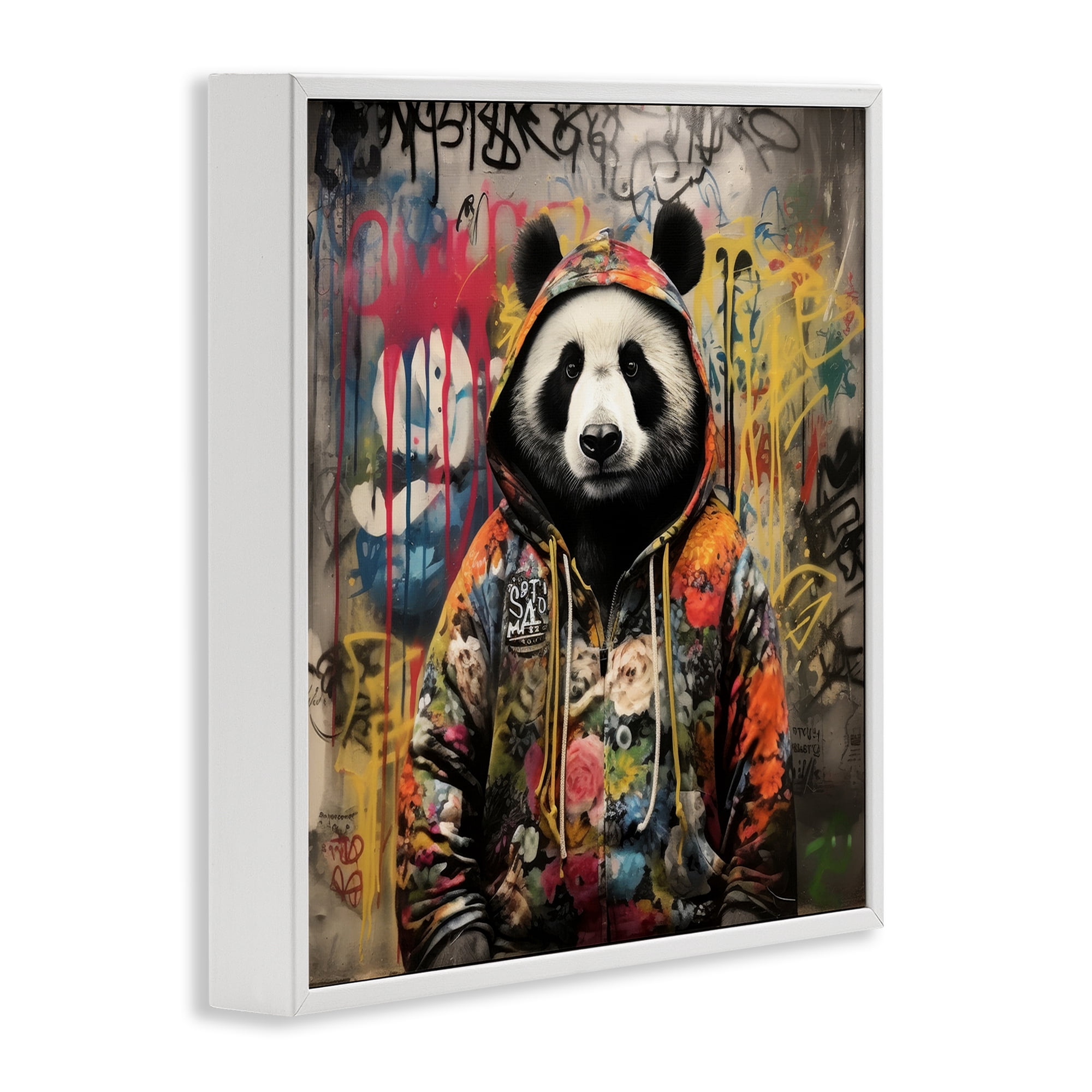 Stupell Industries Urban Graffiti Panda Animals & Insects Painting White Framed Art Print Wall Art, 17 x 17