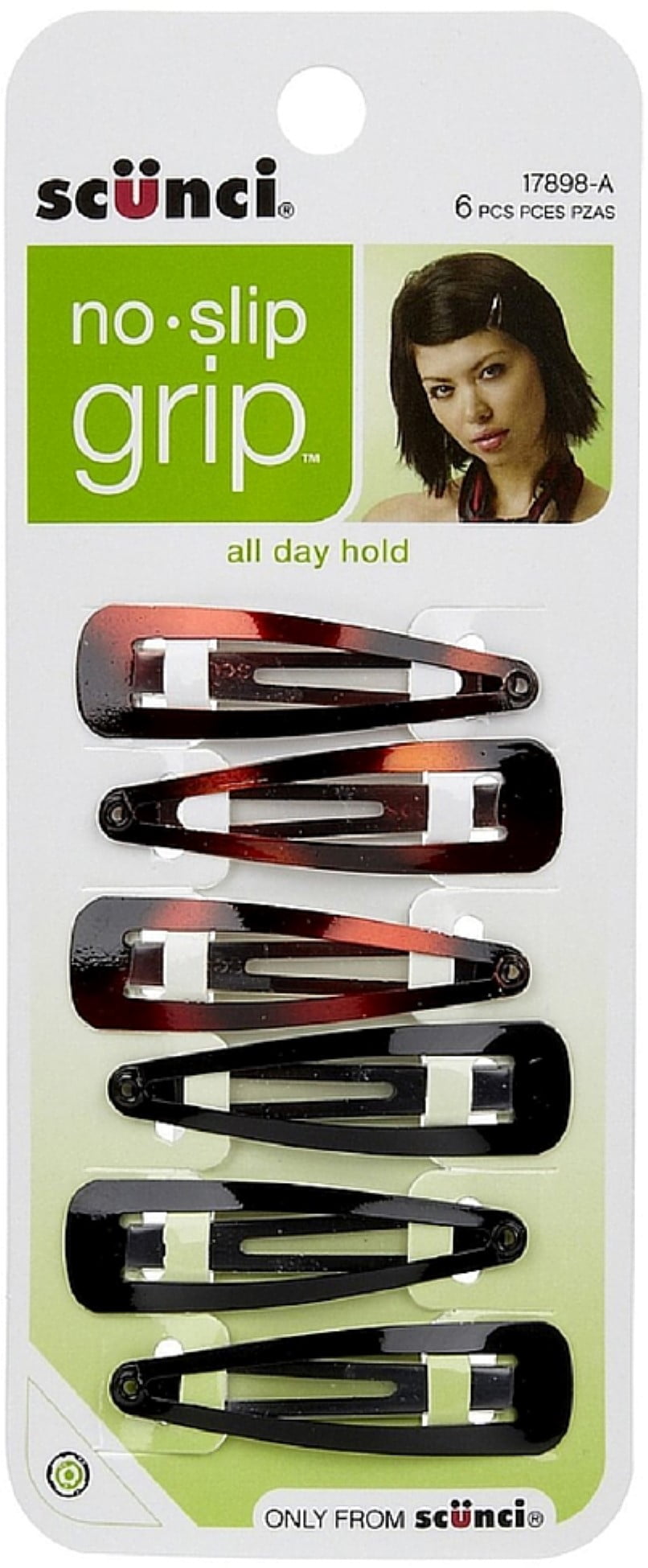 12 Clips Details about   Scunci No-Slip Grip No Damage No Tangle Hair Clippies Metal Snap Clip