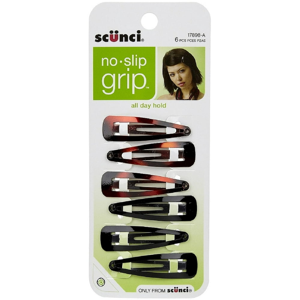 Scunci NoSlip Grip Snap Hair Clips 6 ea