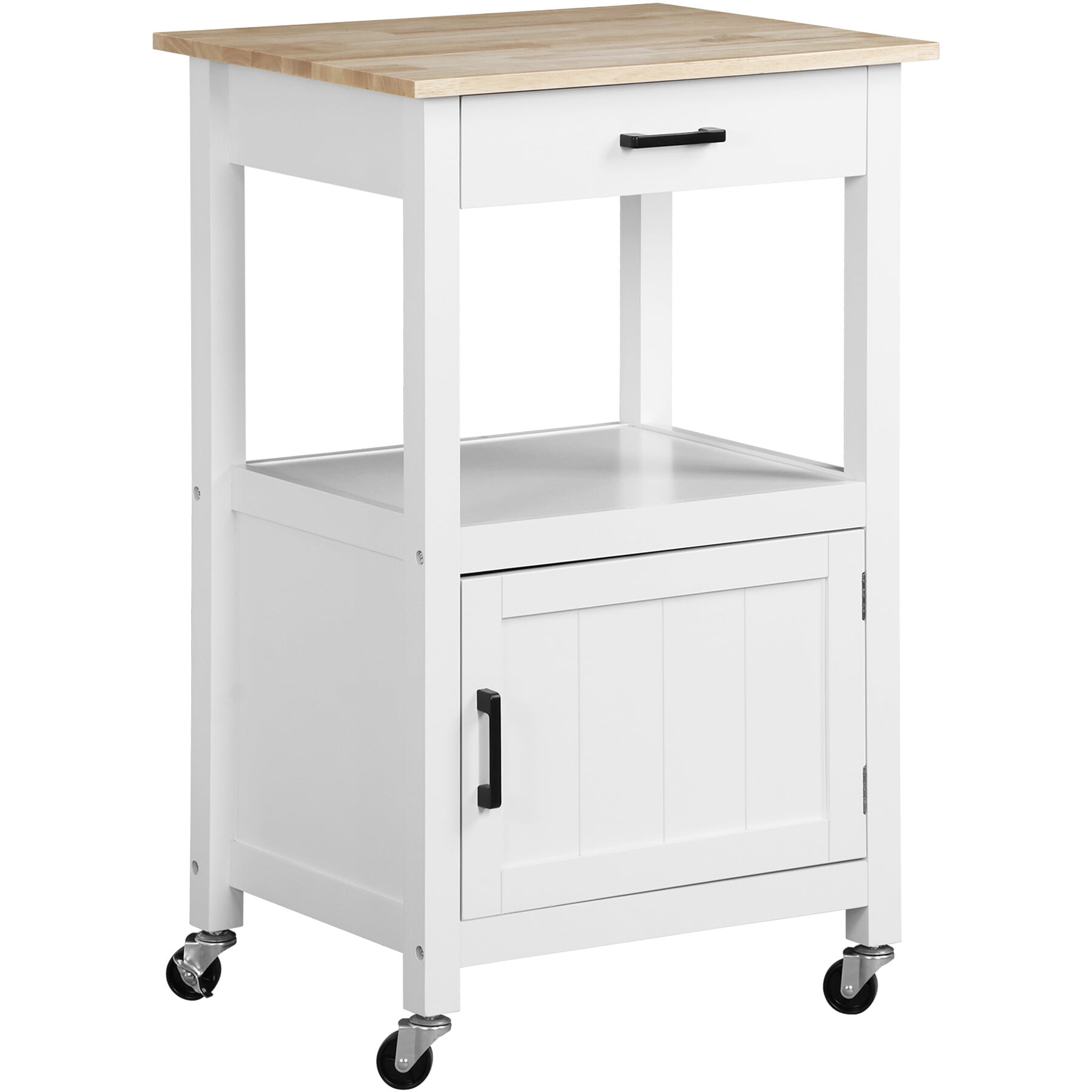 ZENSTYLE Kitchen Cart Durable Kitchen Island Cart with Storage Cabinet Hooks and Drawer White