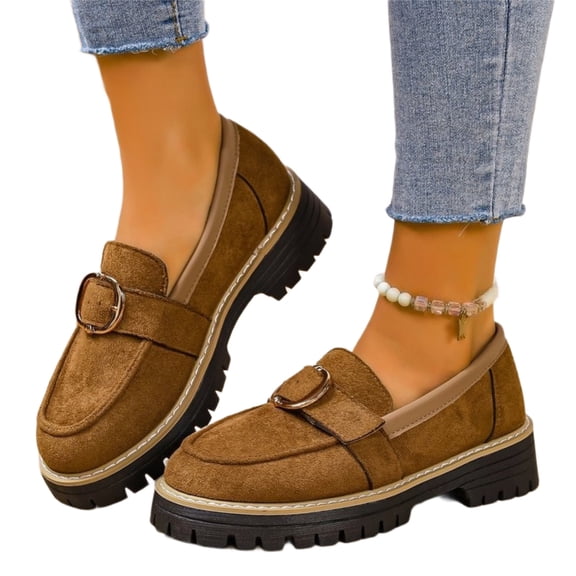 EKVAHL Platform Loafers for Women Fashionable Retro Outdoor Loafer Comfortable Slip-Ons Chunky Shoes for Casual Outfits Daily Wear