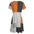 thumbnail image 5 of Orange Geometric Art, Black And White Orange Short Sleeve Dress Women Summer Evening Dresses Ladies Sundress, 5 of 7