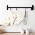 thumbnail image 6 of DouZhe Oven Mitts and Pot Holders Sets, Rainbow Daisy Flowers Plaid Prints Non-Slip Heat Resistant Kitchen Oven Silicone Glove, 6 of 7