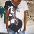thumbnail image 2 of Tops de manga corta con estampado de calle holgado con cuello en V para mujer OAVQHLG3B Store lin121212, 2 of 4