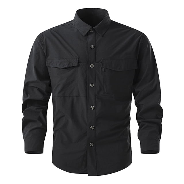 AherBiu Mens Shirts Long Sleeve Button down Outdoor Lightweight Work Shirt with Pockets Fall Quick Drying Hiking Shirts