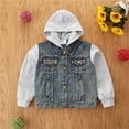 thumbnail image 2 of oqasdz Girls Jackets Boys Cross Border Children Spring Fall Long Sleeve Denim Hooded Coat Patchwork Casual Top Jacket Outwear Size 4 Y-5 Y, 2 of 7
