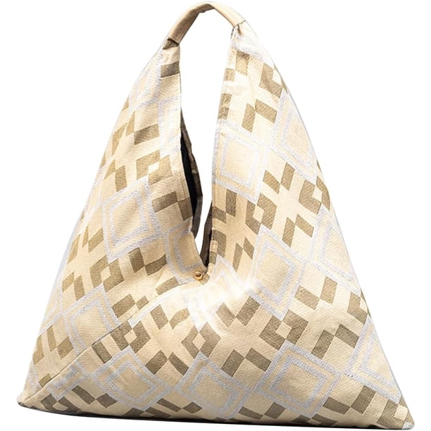 LHSHID Canvas Handbag for Women Ethnic Style Tote Top Handle Summer Beach Large Shoulder Bag